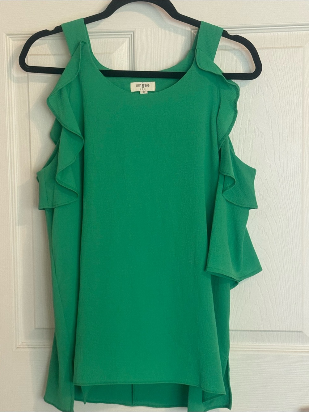 Umgee Emerald Green Cold-Shoulder Ruffle Camisole